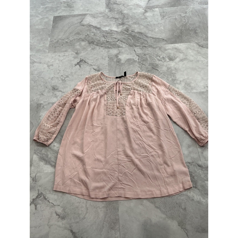 ELLA MOSS For Pea in the Pod Lace‎ Top Shirt Pink Womens Maternity Large L Blush